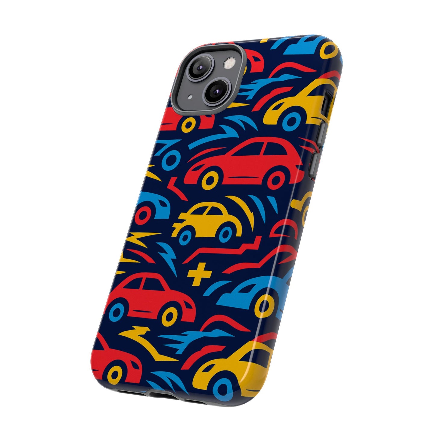 multicolour retro 3d wrap protective phone case with vibrant car design for stylish protection compatible with iphone 13, 14, 15 & 16 – all models including pro, pro max & plus