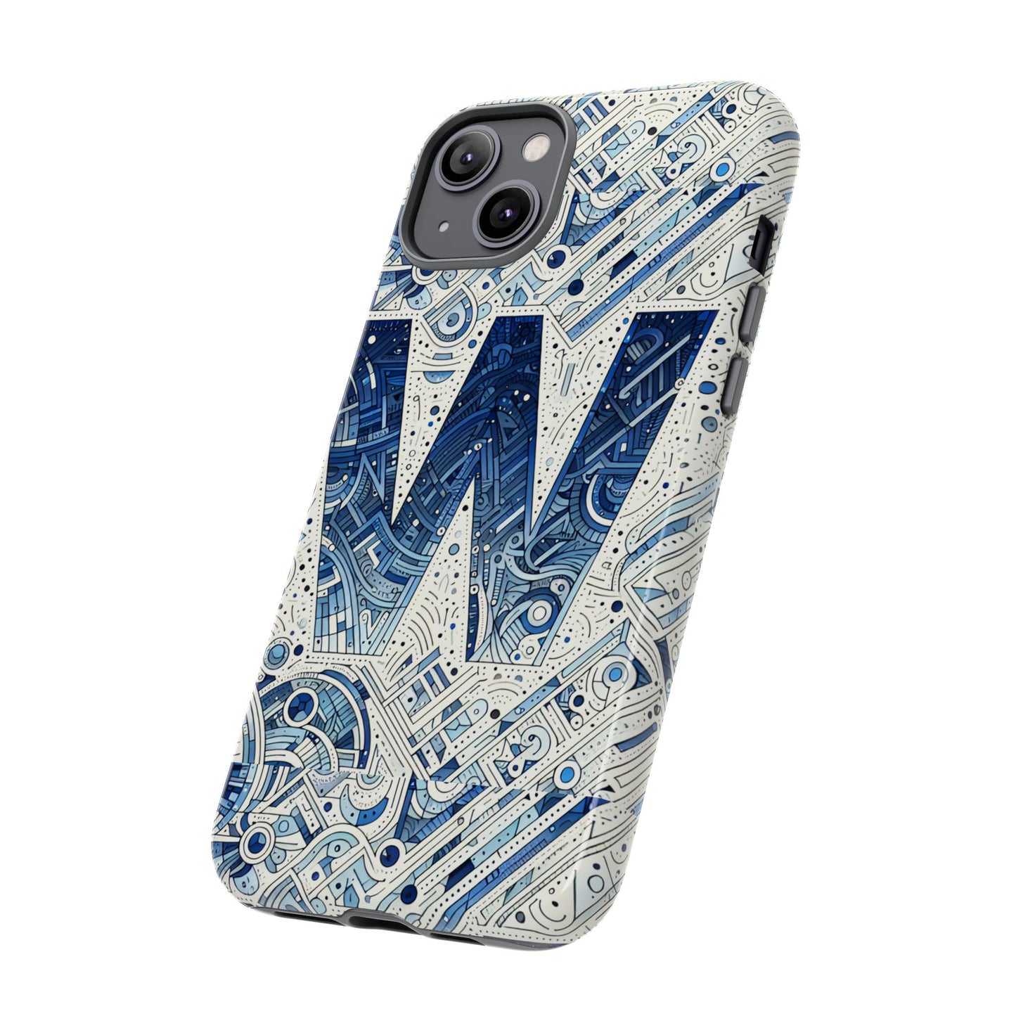 blue alphabet w phone case for smartphones - vibrant 3d wrap design with shock absorption and uv protection, suitable for fans of anime, comics, and unique accessories