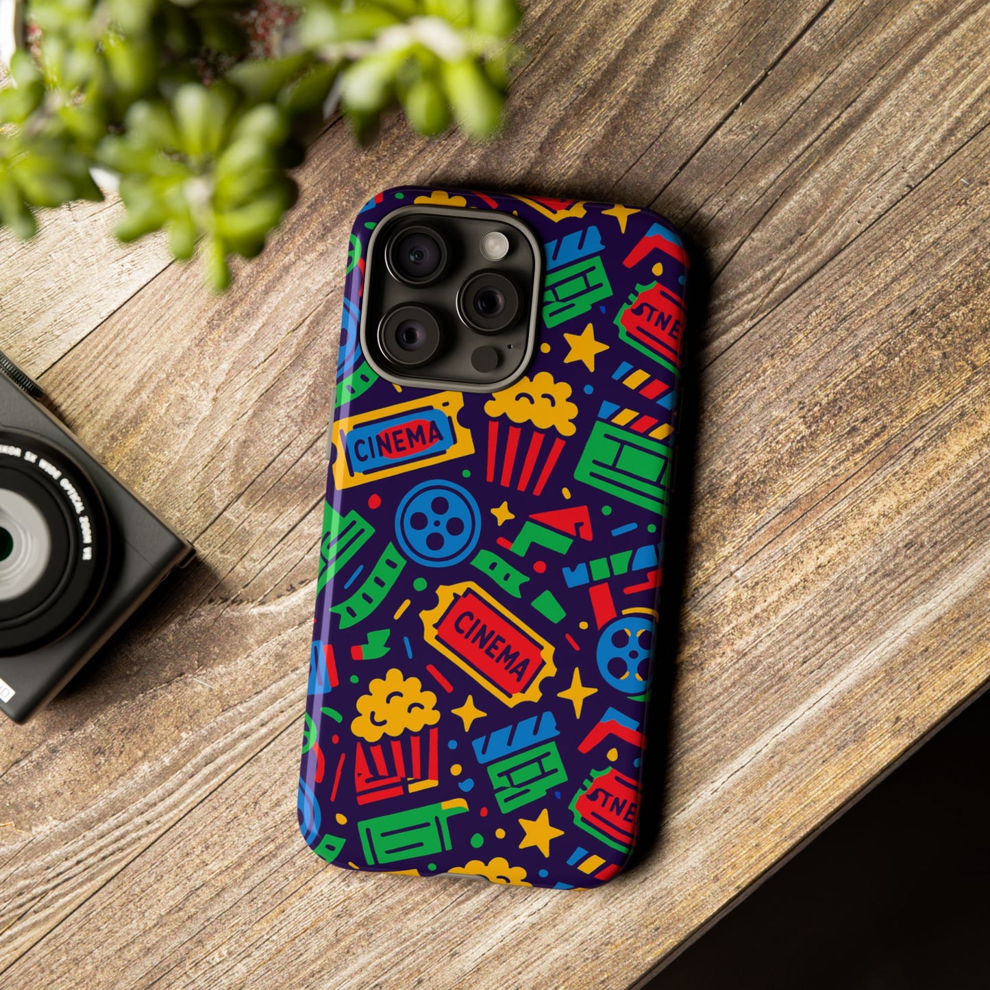 vibrant multicolour cinema-themed 3d wrap protective phone case for self-expression stylish protection compatible with iphone 13, 14, 15 & 16 – all models including pro, pro max & plus