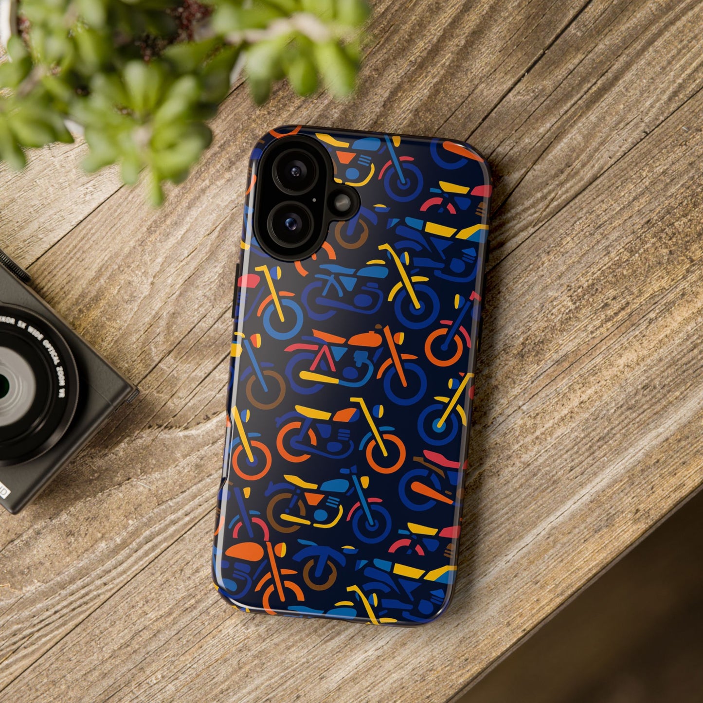 colourful 3d motorcycle print protective phone case for creative individuals – stylish protection compatible with iphone 13, 14, 15 & 16 – all models including pro, pro max & plus
