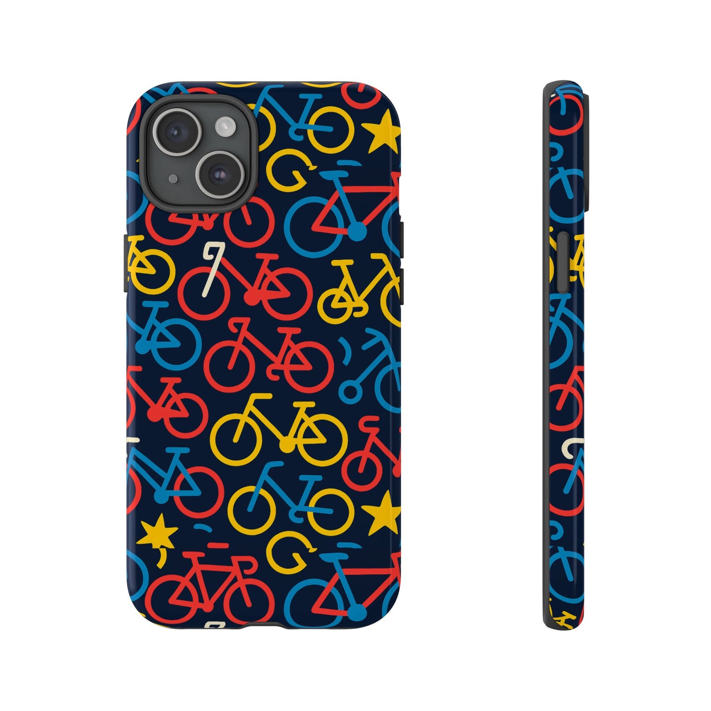 multicolor bicycle pattern protective phone case – vibrant 3d design for stylish protection – compatible with iphone 13, 14, 15 & 16 – all models including pro, pro max & plus