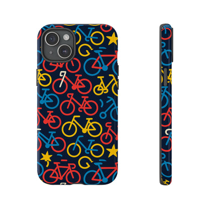 Multicolor Bicycle Pattern Protective Phone Case – Vibrant 3D Design for Stylish Protection – Compatible with iPhone 13, 14, 15 & 16 – All Models Including Pro, Pro Max & Plus