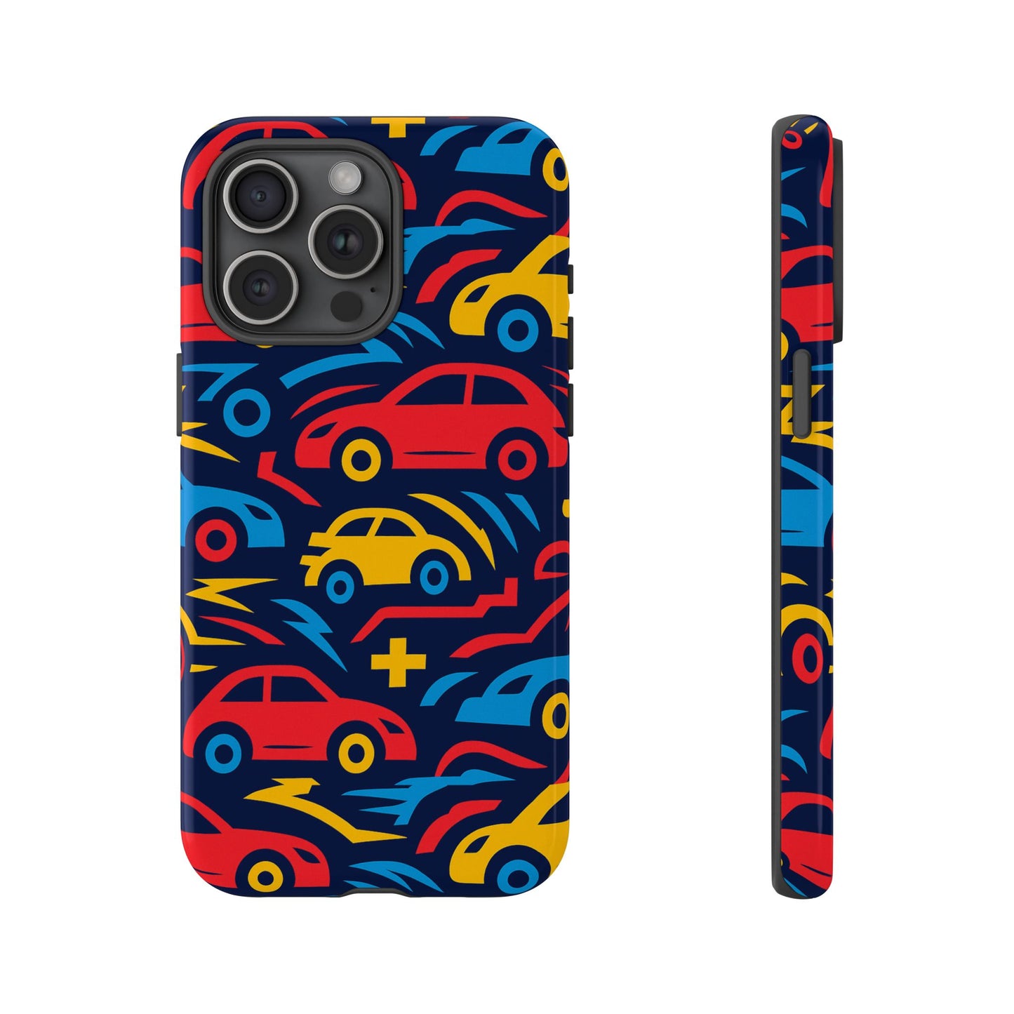 multicolour retro 3d wrap protective phone case with vibrant car design for stylish protection compatible with iphone 13, 14, 15 & 16 – all models including pro, pro max & plus