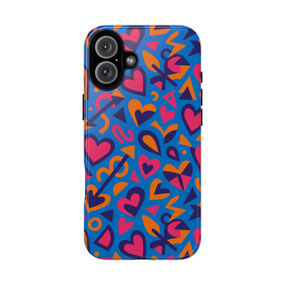 Multicolour 3D Love Design Phone Case for Men and Women Stylish Protection Accessory Compatible with iPhone 13, 14, 15 & 16 – all models including Pro, Pro Max & Plus