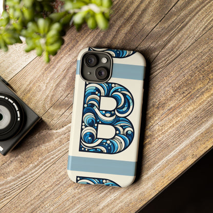 Blue Alphabet Letter B Phone Case with 3D Wrap and Shock Protection for Kids and Teens Durable TPU Cover with Vibrant Design