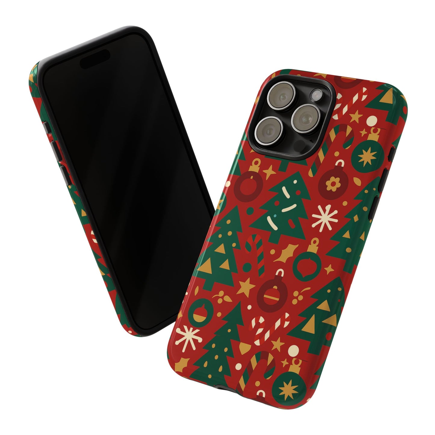 festive red christmas phone case with 3d wrap design – vibrant protection for iphone 13, 14, 15 & 16 – all models including pro, pro max & plus