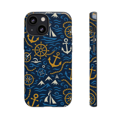 Vibrant Nautical Blue Phone Case with 3D Anchor Design for Stylish Protection Compatible with iPhone 13, 14, 15 & 16 – all models including Pro, Pro Max & Plus