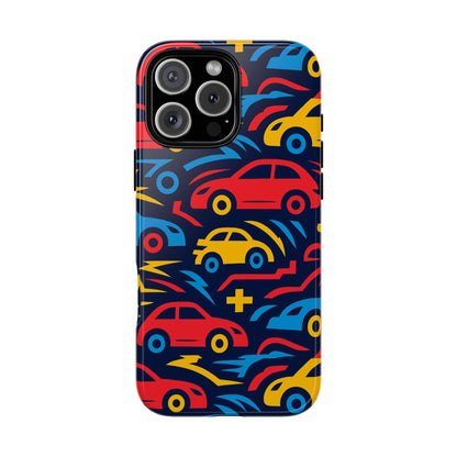Multicolour Retro 3D Wrap Protective Phone Case with Vibrant Car Design for Stylish Protection Compatible with iPhone 13, 14, 15 & 16 – all models including Pro, Pro Max & Plus