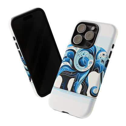 Vibrant 3D Blue Elephant Design Protective Phone Case – Unique Abstract Art Style for Stylish Protection Compatible with iPhone 13, 14, 15 & 16 – all models including Pro, Pro Max & Plus