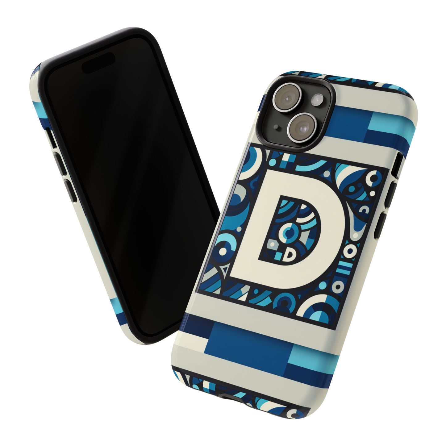 blue alphabet letter d phone case with 3d wrap and shock protection for kids and teens