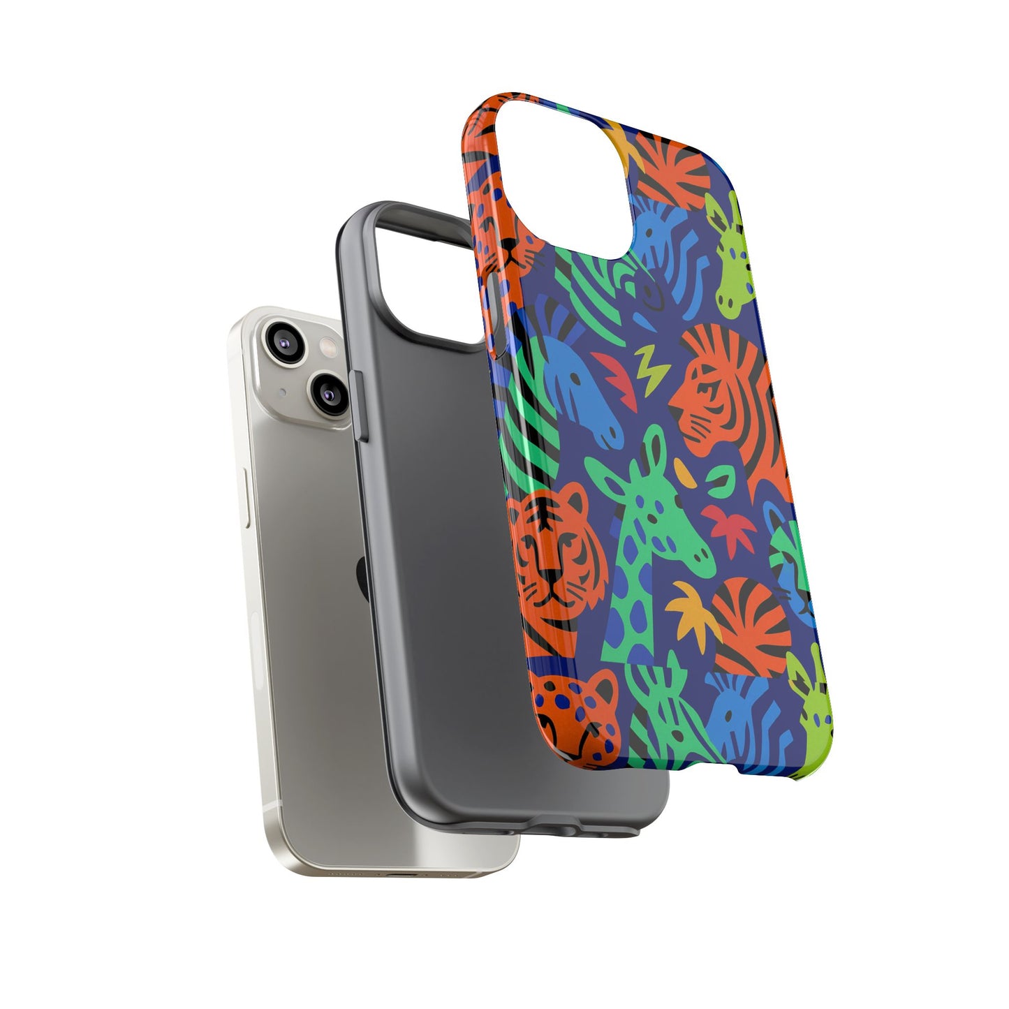 vibrant animal print 3d wrap protective phone case stylish accessory for men and women compatible with iphone 13, 14, 15 & 16 – all models including pro, pro max & plus