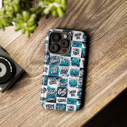 Vibrant 3D Wrap Phone Case in Blue with Playful Retro Design for Stylish Protection Compatible with iPhone 13, 14, 15 & 16 – all models including Pro, Pro Max & Plus
