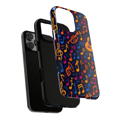 Multicolour Music Themed Protective Phone Case with 3D Design for Stylish Protection – Compatible with iPhone 13, 14, 15 & 16 – All Models Including Pro, Pro Max & Plus