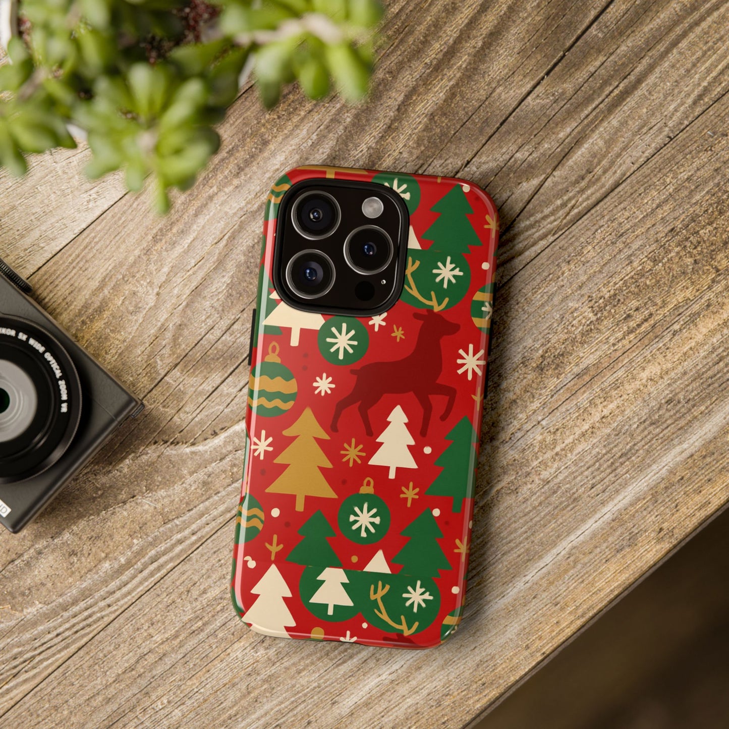 vibrant red christmas phone case with festive 3d design for stylish protection compatible with iphone 13, 14, 15 & 16 – all models including pro, pro max & plus