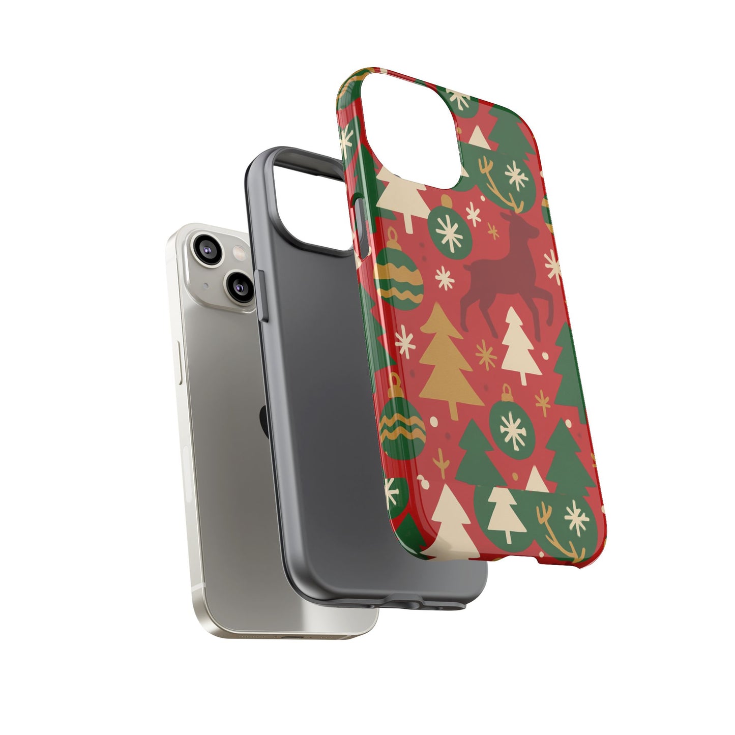 vibrant red christmas phone case with festive 3d design for stylish protection compatible with iphone 13, 14, 15 & 16 – all models including pro, pro max & plus
