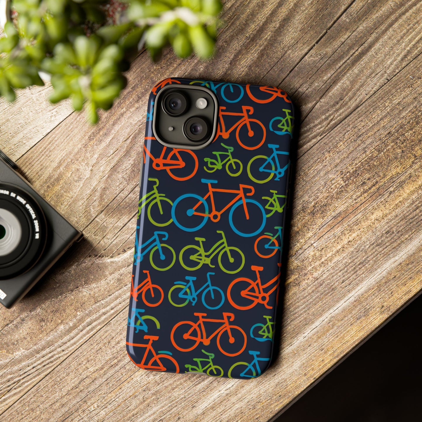 multicolour bicycle print protective phone case for smartphones – vibrant style and trendy accessory compatible with iphone 13, 14, 15 & 16 – all models including pro, pro max & plus