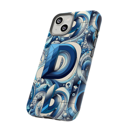 Blue Alphabet D Phone Case with 3D Wrap and Shock Absorption for Kids and Teens Durable TPU Cover with Vivid Print and UV Protection