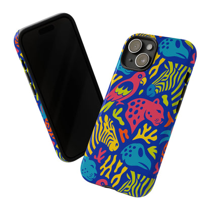 Vibrant Animal Print Protective Phone Case for Stylish Protection with Multicolour Design – Compatible with iPhone 13, 14, 15 & 16 – All Models Including Pro, Pro Max & Plus