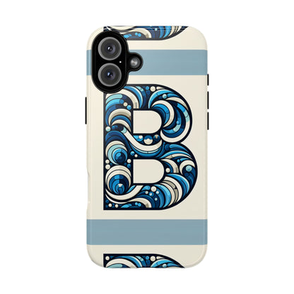 Blue Alphabet Letter B Phone Case with 3D Wrap and Shock Protection for Kids and Teens Durable TPU Cover with Vibrant Design
