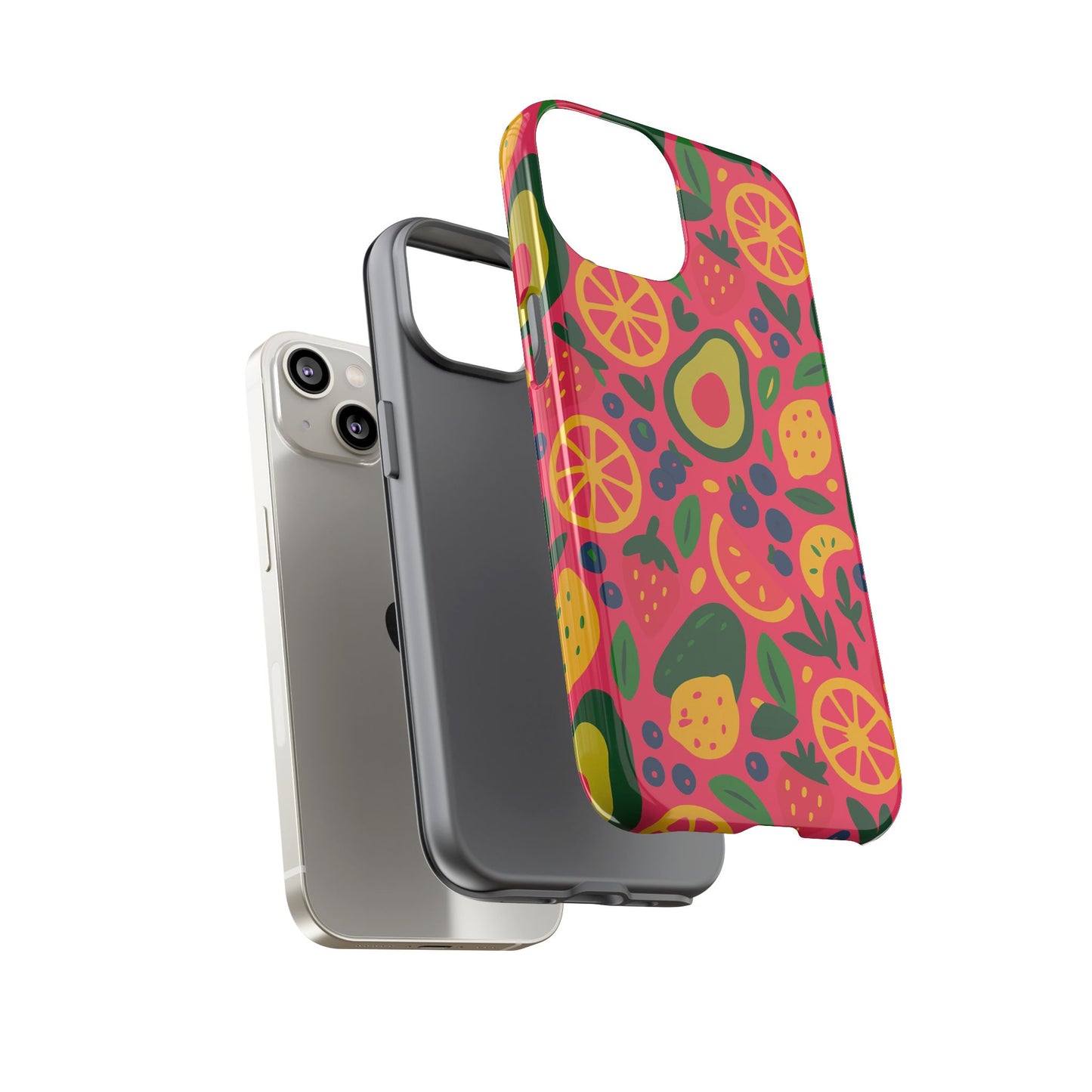 vibrant 3d fruit pattern protective phone case - playful accessory for individuality and stylish protection compatible with iphone 13, 14, 15 & 16 – all models including pro, pro max & plus