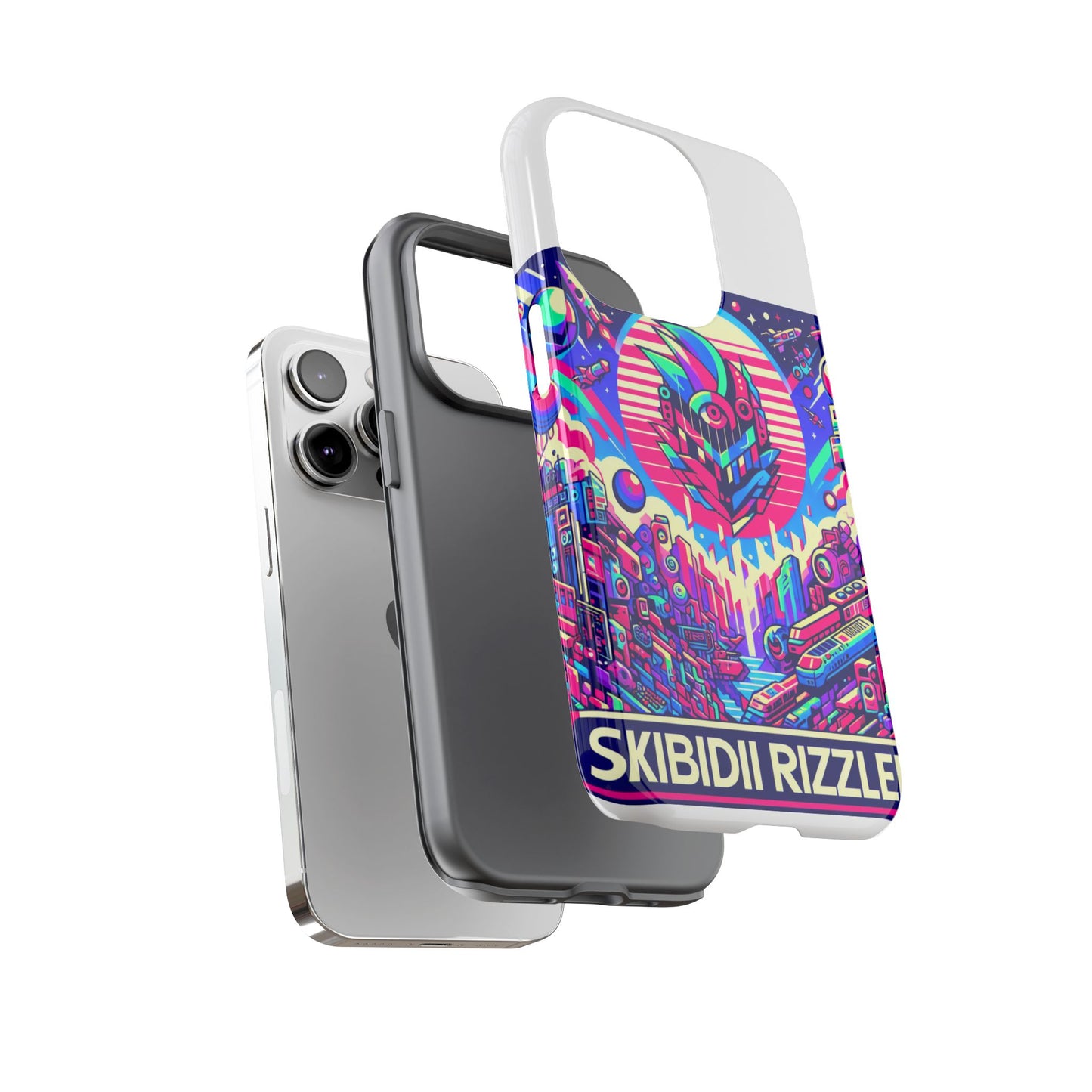 skibidi rizzler protective phone case with 3d wrap design, shock absorbing tpu silicone, uv protected, ideal gift for anime and comic culture fans