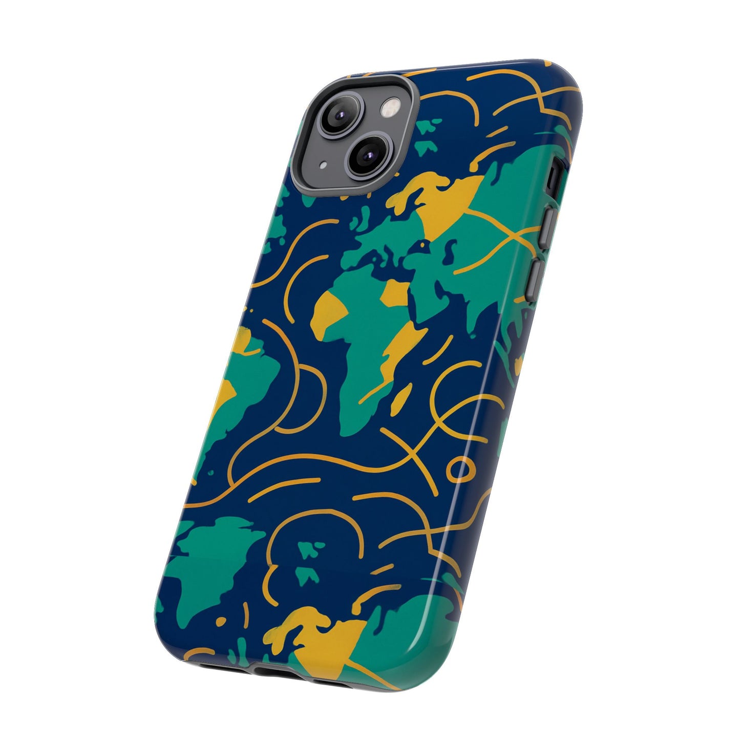 multicolour geometric map 3d wrap protective phone case for men and women, stylish shockproof accessory, compatible with iphone 13, 14, 15 & 16 – all models including pro, pro max & plus