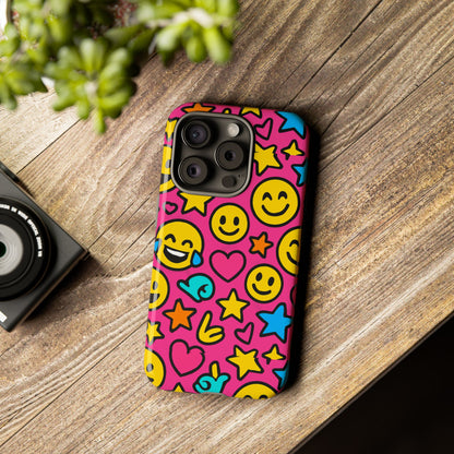 Vibrant Pink Emoji Phone Case with 3D Wrap Design for Stylish Protection Compatible with iPhone 13, 14, 15 & 16 – All Models Including Pro, Pro Max & Plus