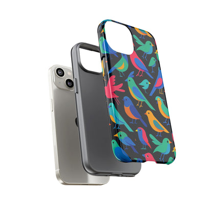 Vibrant Multicolour 3D Bird Print Protective Phone Case for Smart Devices – Unique Accessory for Trendsetters Compatible with iPhone 13, 14, 15 & 16 – All Models Including Pro, Pro Max & Plus