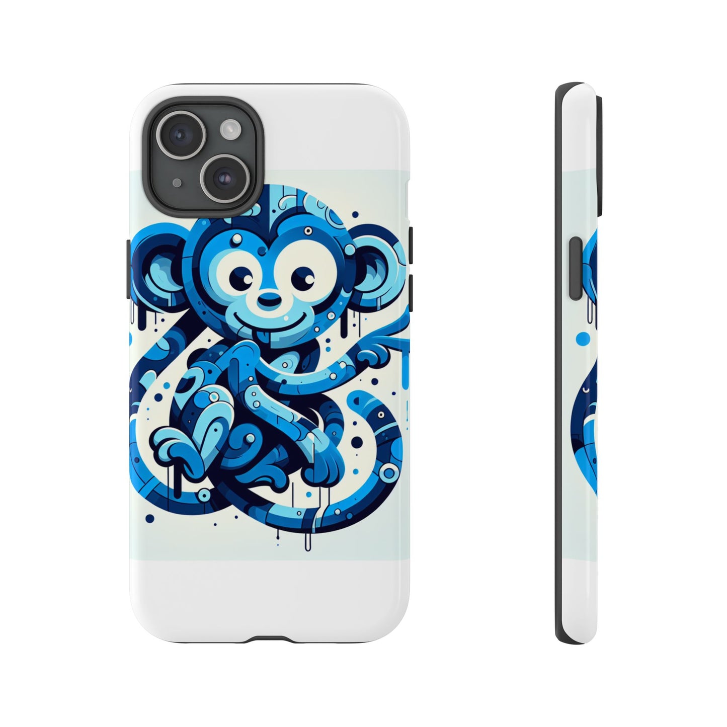 protective 3d wrap phone case with playful monkey design in blue – stylish protection for men and women compatible with iphone 13, 14, 15 & 16 – all models including pro, pro max & plus