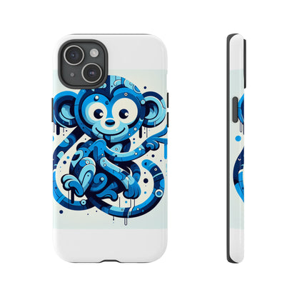 Protective 3D Wrap Phone Case with Playful Monkey Design in Blue – Stylish Protection for Men and Women Compatible with iPhone 13, 14, 15 & 16 – all models including Pro, Pro Max & Plus