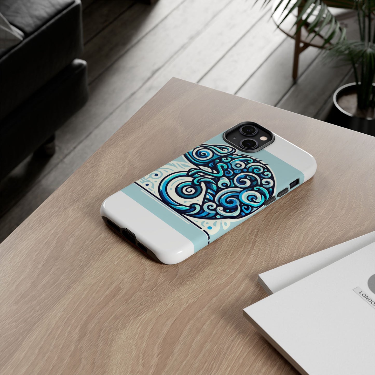 vibrant 3d wrap protective phone case with playful chameleon design in blue – unique accessory for self-expression compatible with iphone 13, 14, 15 & 16 – all models including pro, pro max & plus