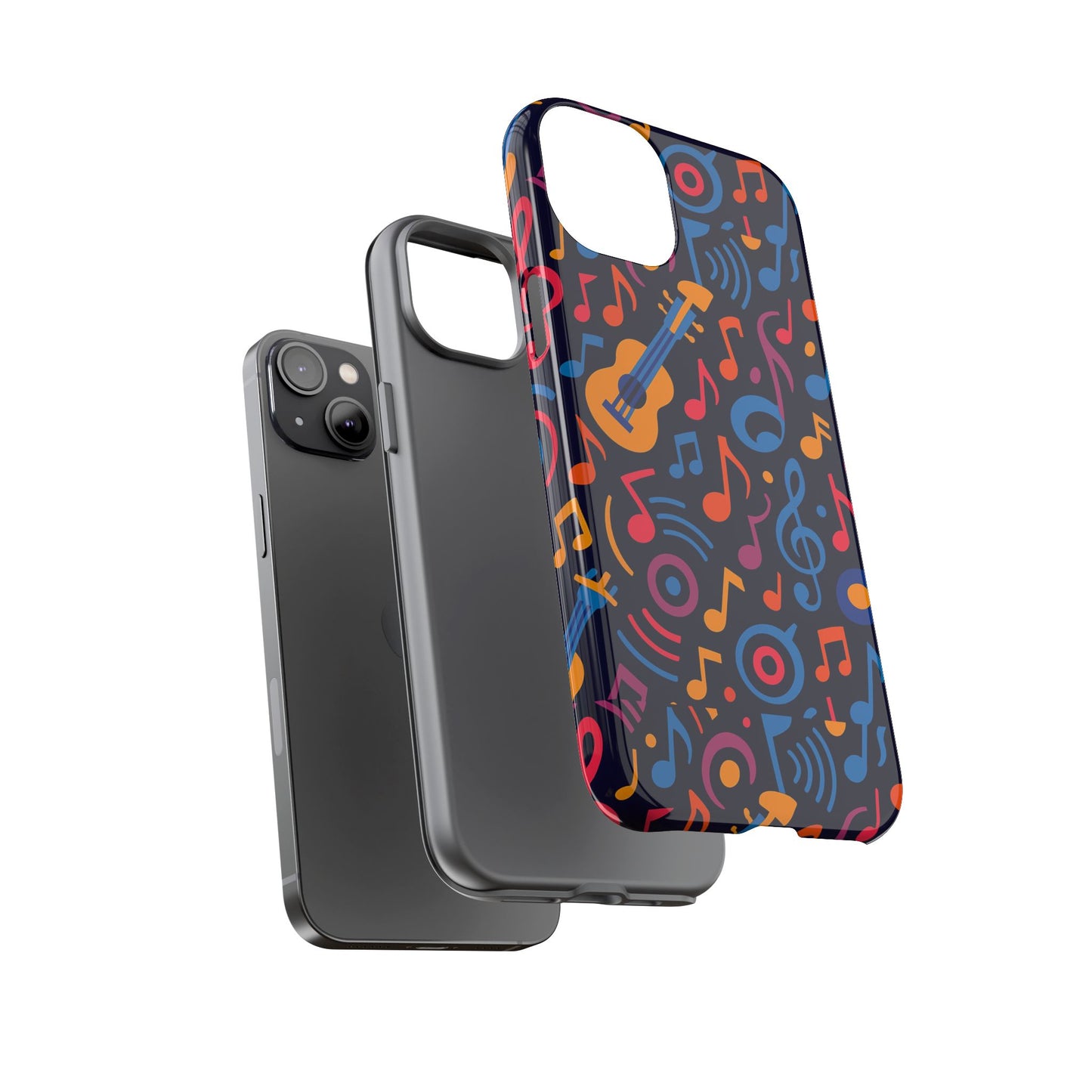 vibrant 3d music design protective phone case for music lovers stylish accessory compatible with iphone 13, 14, 15 & 16 – all models including pro, pro max & plus