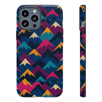 Multicolour Mountain Geometric Protective Phone Case – Stylish Accessory for Unique Self-Expression Compatible with iPhone 13, 14, 15 & 16 – all models including Pro, Pro Max & Plus