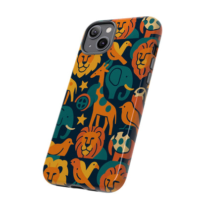 Vibrant Animal Print Protective Phone Case in Multicolour – Playful Design for Stylish Protection – Compatible with iPhone 13, 14, 15 & 16 – All Models Including Pro, Pro Max & Plus