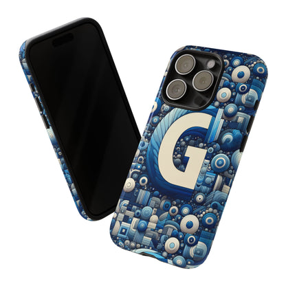 Blue Alphabet G Phone Case for iPhone and Android Shockproof Protective Cover with 3D Wrap Design and UV Protection