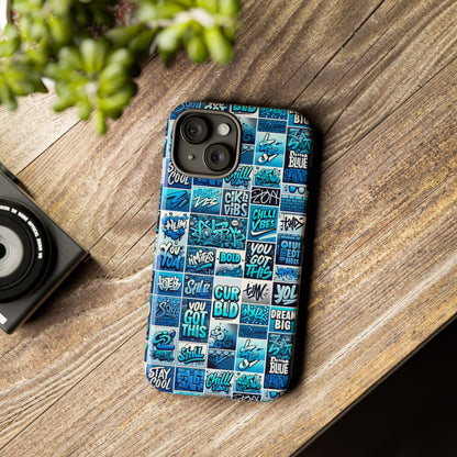 Vibrant Blue 3D Wrap Protective Phone Case Featuring Retro Alphabet Design for Stylish Smartphone Protection Compatible with iPhone 13, 14, 15 & 16 – all models including Pro, Pro Max & Plus
