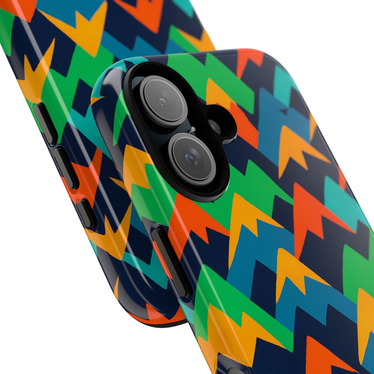 vibrant mountain design protective phone case with colourful abstract pattern for stylish protection compatible with iphone 13, 14, 15 & 16 – all models including pro, pro max & plus