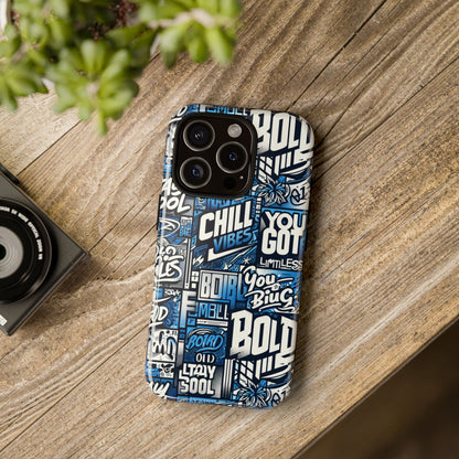 Vibrant 3D Typography Phone Case in Blue – Stylish Protection for Trendy Individuals – Compatible with iPhone 13, 14, 15 & 16 – all models including Pro, Pro Max & Plus
