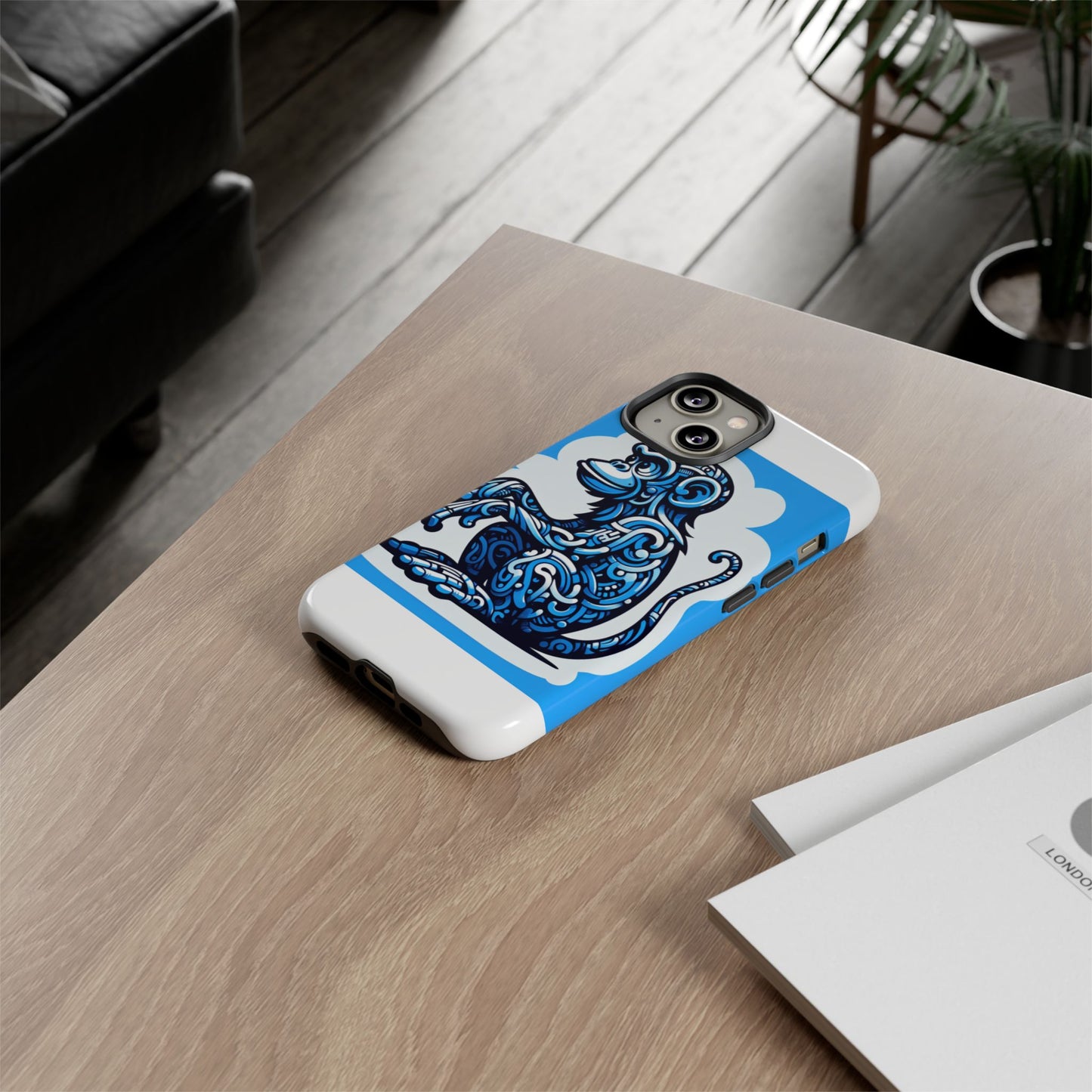 vibrant 3d monkey design phone case in blue – stylish protection for smartphones compatible with iphone 13, 14, 15 & 16 – all models including pro, pro max & plus