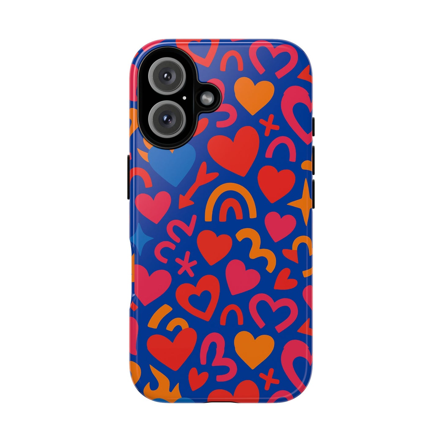 vibrant multicolour heart design protective phone case stylish accessory for self-expression compatible with iphone 13, 14, 15 & 16 – all models including pro, pro max & plus