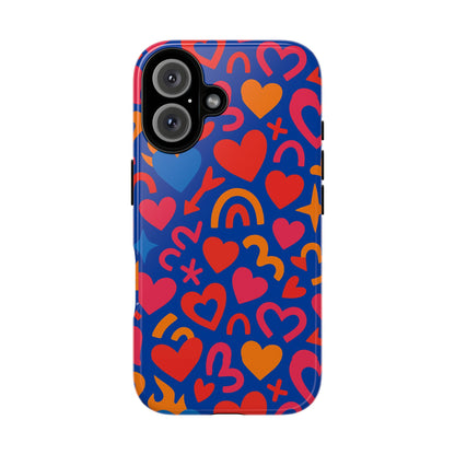 Vibrant Multicolour Heart Design Protective Phone Case Stylish Accessory for Self-Expression Compatible with iPhone 13, 14, 15 & 16 – all models including Pro, Pro Max & Plus