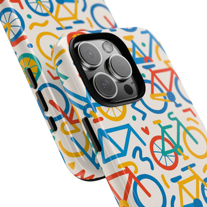 Vibrant 3D Bicycle Print Protective Phone Case – Colourful Unisex Accessory for Style and Fun – Compatible with iPhone 13, 14, 15 & 16 – All Models Including Pro, Pro Max & Plus
