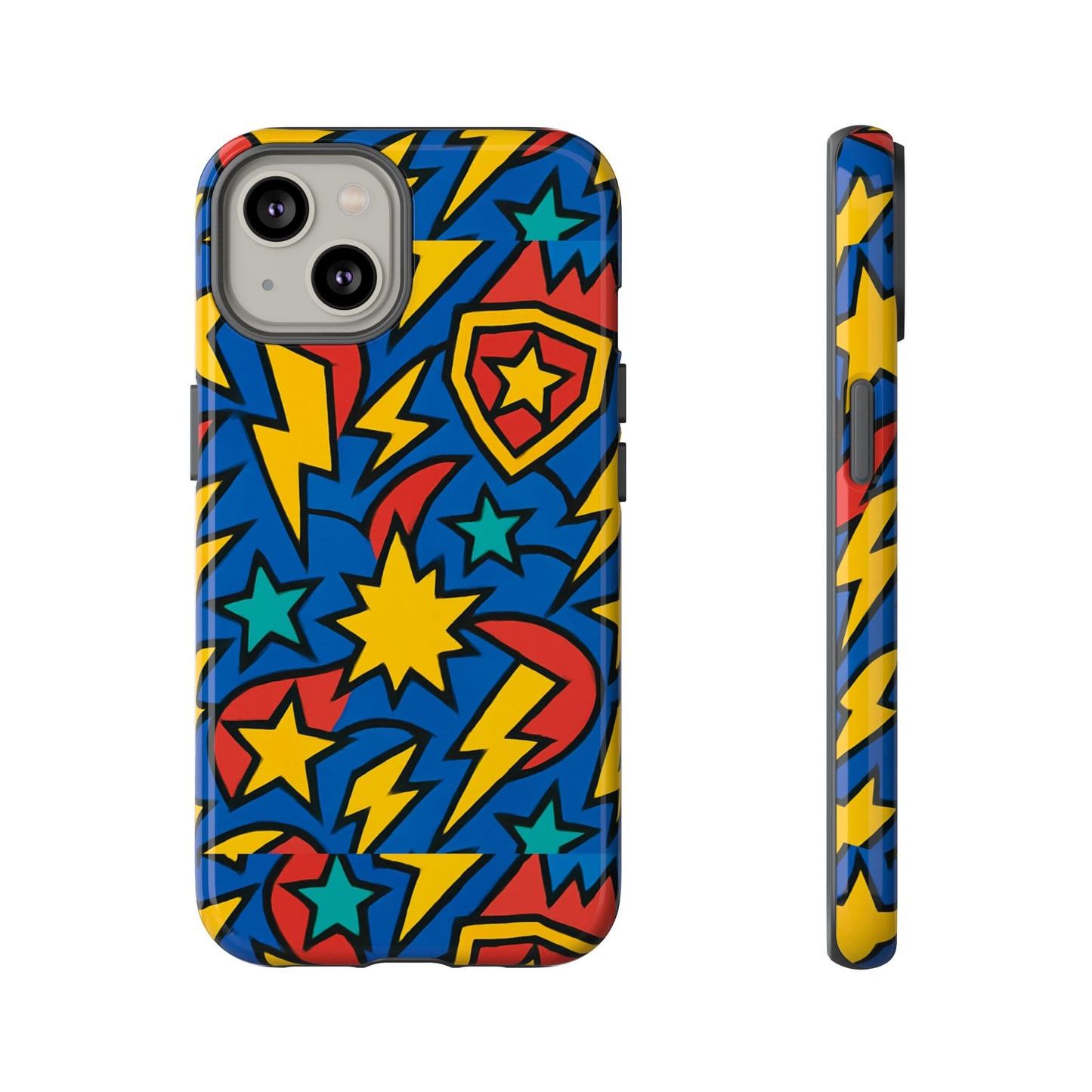 multicolour superhero phone case with 3d design for playful protection compatible with iphone 13, 14, 15 & 16 – all models including pro, pro max & plus