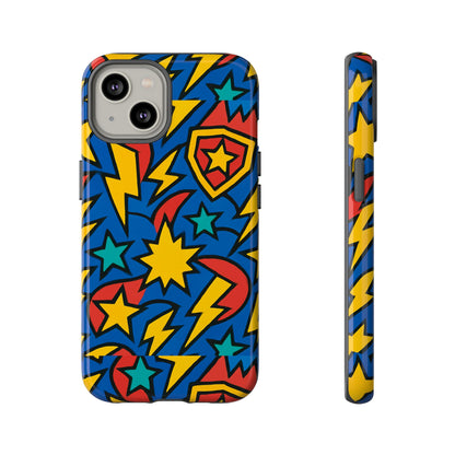 Multicolour Superhero Phone Case with 3D Design for Playful Protection Compatible with iPhone 13, 14, 15 & 16 – all models including Pro, Pro Max & Plus