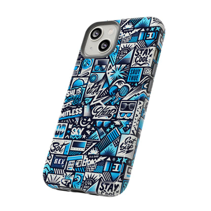 Vibrant 3D Wrap Stylish Protective Phone Case in Playful Blue and Black Design for Trendsetters Compatible with iPhone 13, 14, 15 & 16 – all models including Pro, Pro Max & Plus