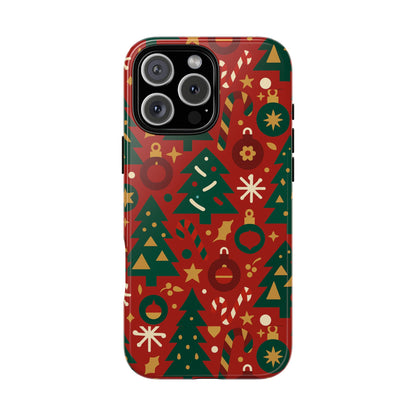 Festive Red Christmas Phone Case with 3D Wrap Design – Vibrant Protection for iPhone 13, 14, 15 & 16 – All Models Including Pro, Pro Max & Plus