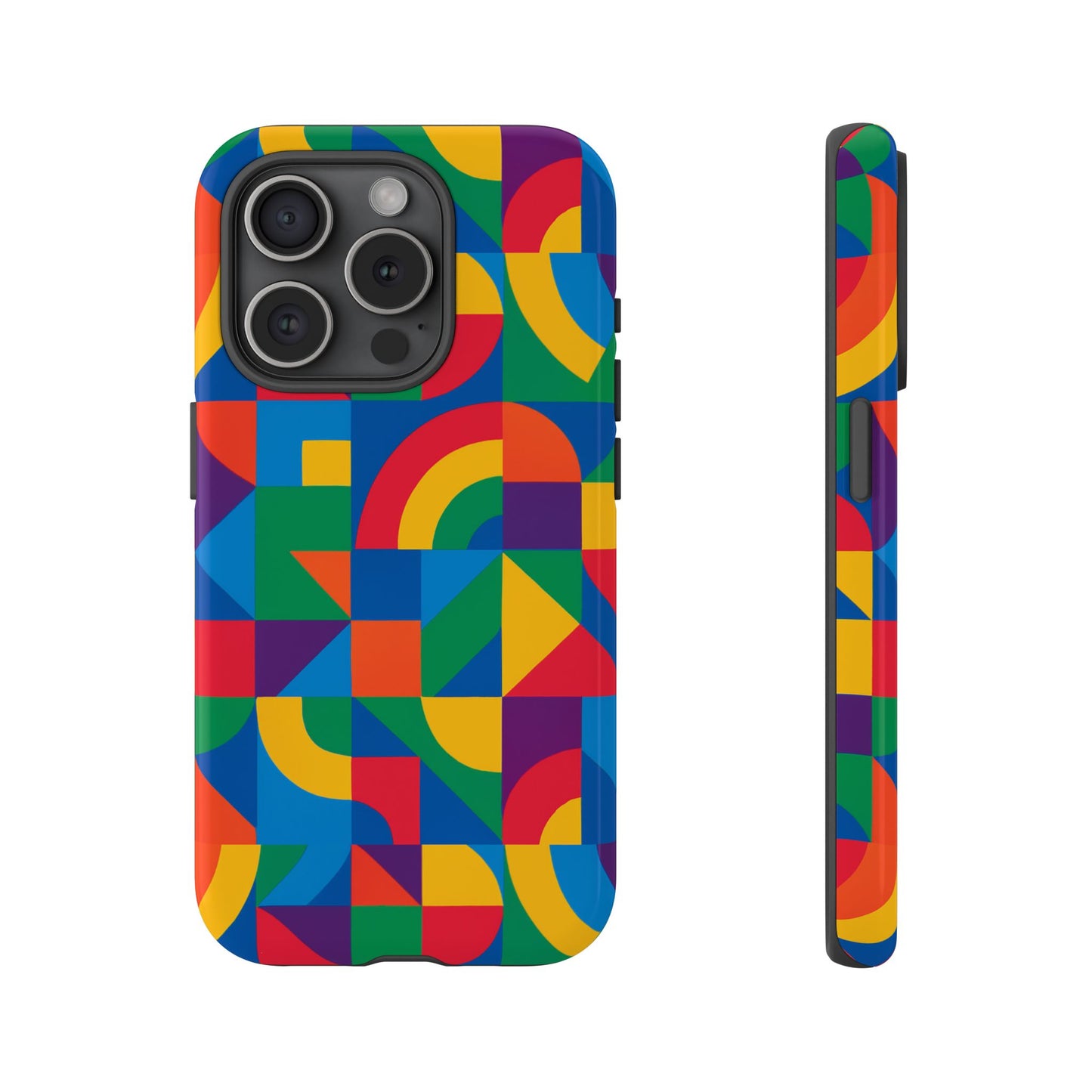 vibrant 3d geometric phone case with bold design stylish protection accessory compatible with iphone 13, 14, 15 & 16 – all models including pro, pro max & plus