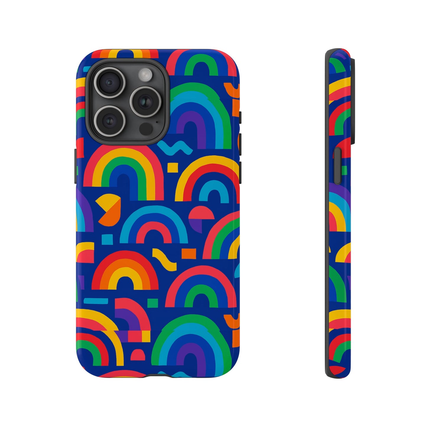 vibrant rainbow geometric 3d wrap protective phone case for stylish accessories compatible with iphone 13, 14, 15 & 16 – all models including pro, pro max & plus