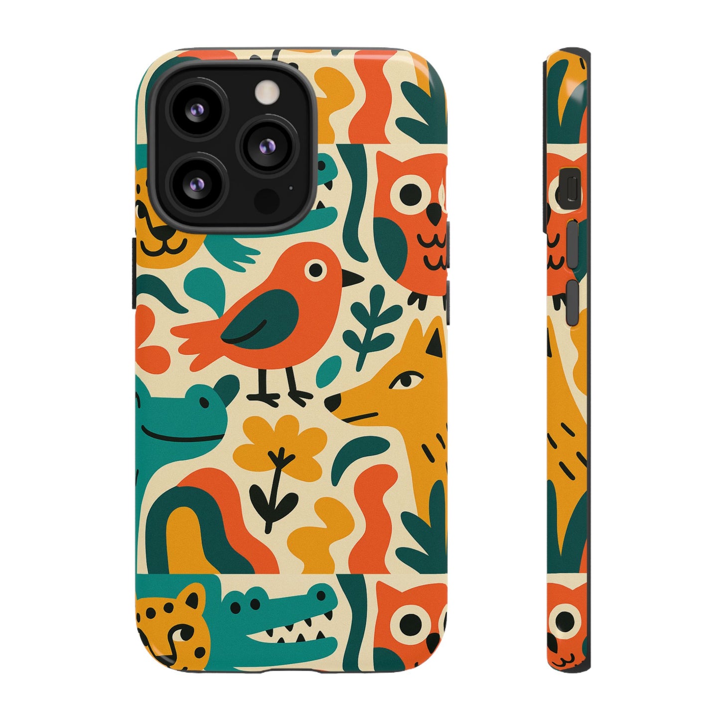 vibrant animal print protective phone case with 3d wrap design for unique style and expression compatible with iphone 13, 14, 15 & 16 – all models including pro, pro max & plus