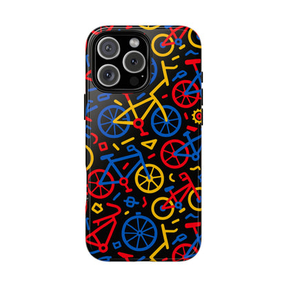 Multicolour 3D Bicycle Phone Case with Retro Design for Stylish Protection Compatible with iPhone 13, 14, 15 & 16 – all models including Pro, Pro Max & Plus